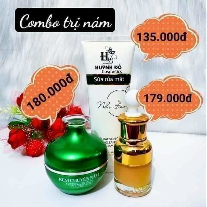 Combo Chuyên Nám Siêu phẩm nhà Huỳnh Đỗ tri tất cả các loại nám - tàn nhang lâu năm, dưỡng trắng da, se khít lỗ chân lông, ngăn ngừa lão hóa và trẻ hóa da sau khi hết nám.