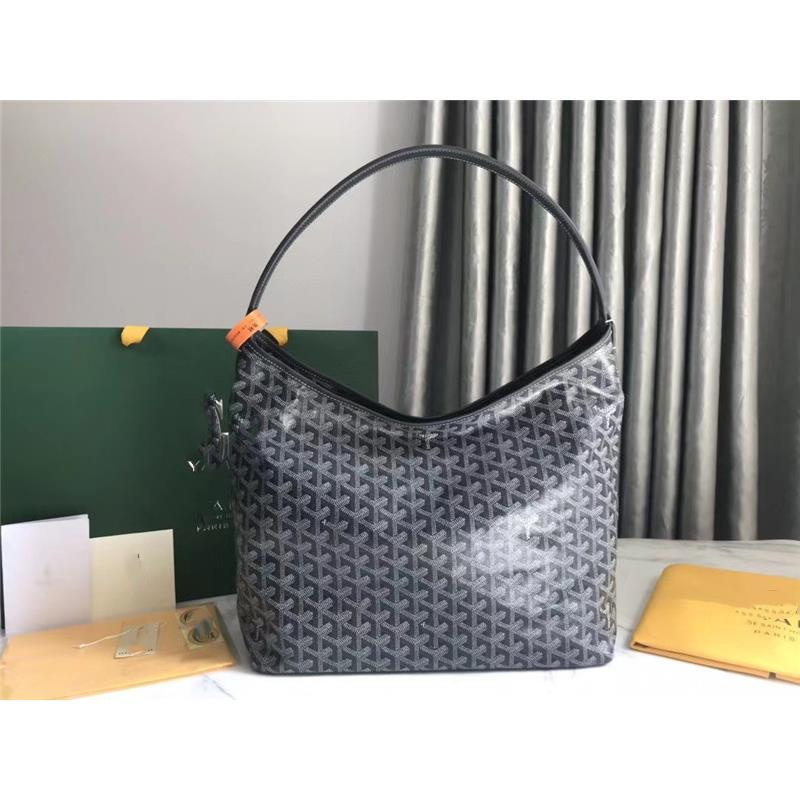 Original Goyard Hobo Underarm Bag Dog Teeth Tramp Bag Soft Linen Fabric Shoulder Strap With Head Leather Genuine imported New product