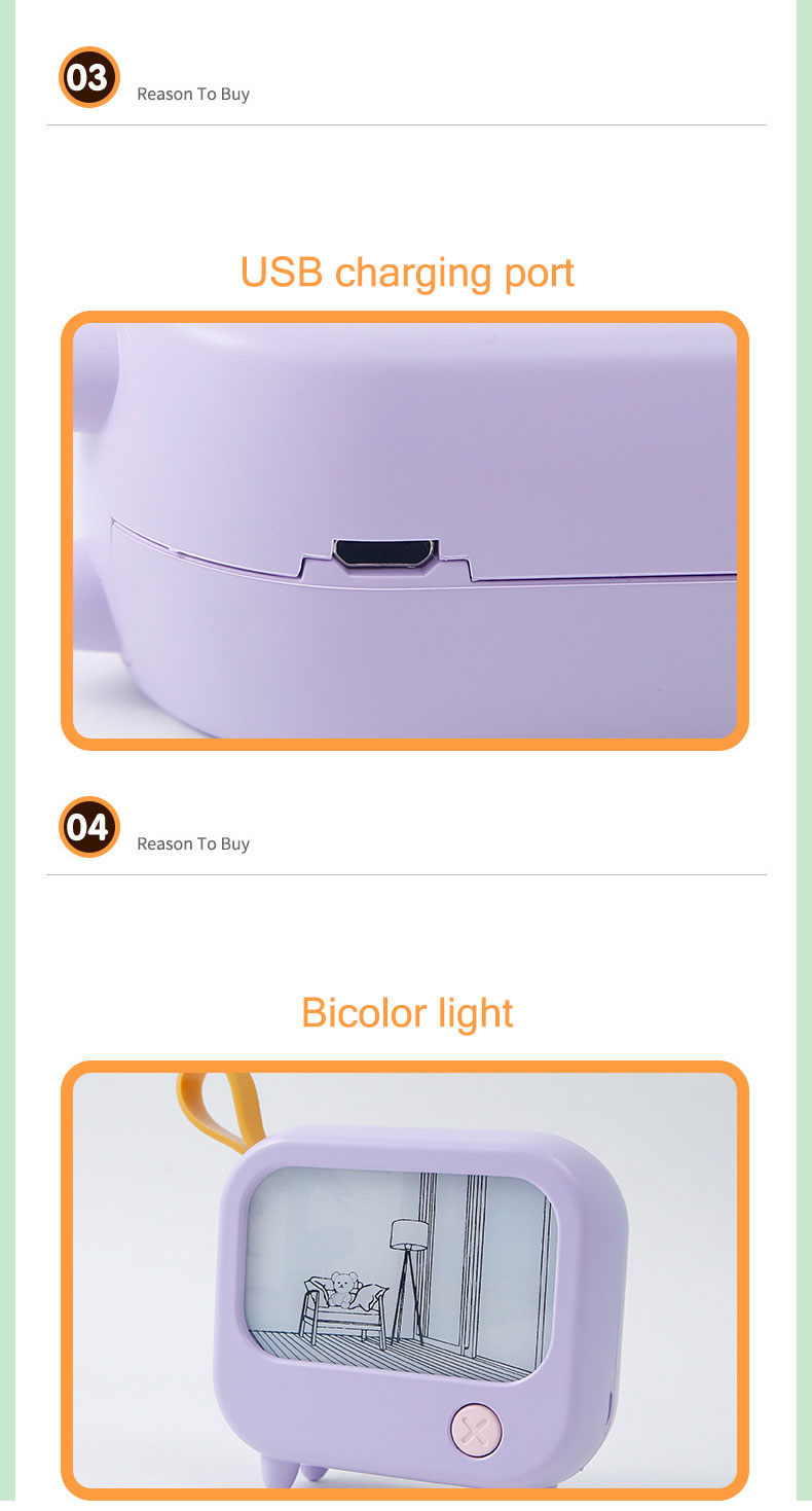 Night light creative TV shape bedroom bedside mini LED sleeping atmosphere light rechargeable light painting