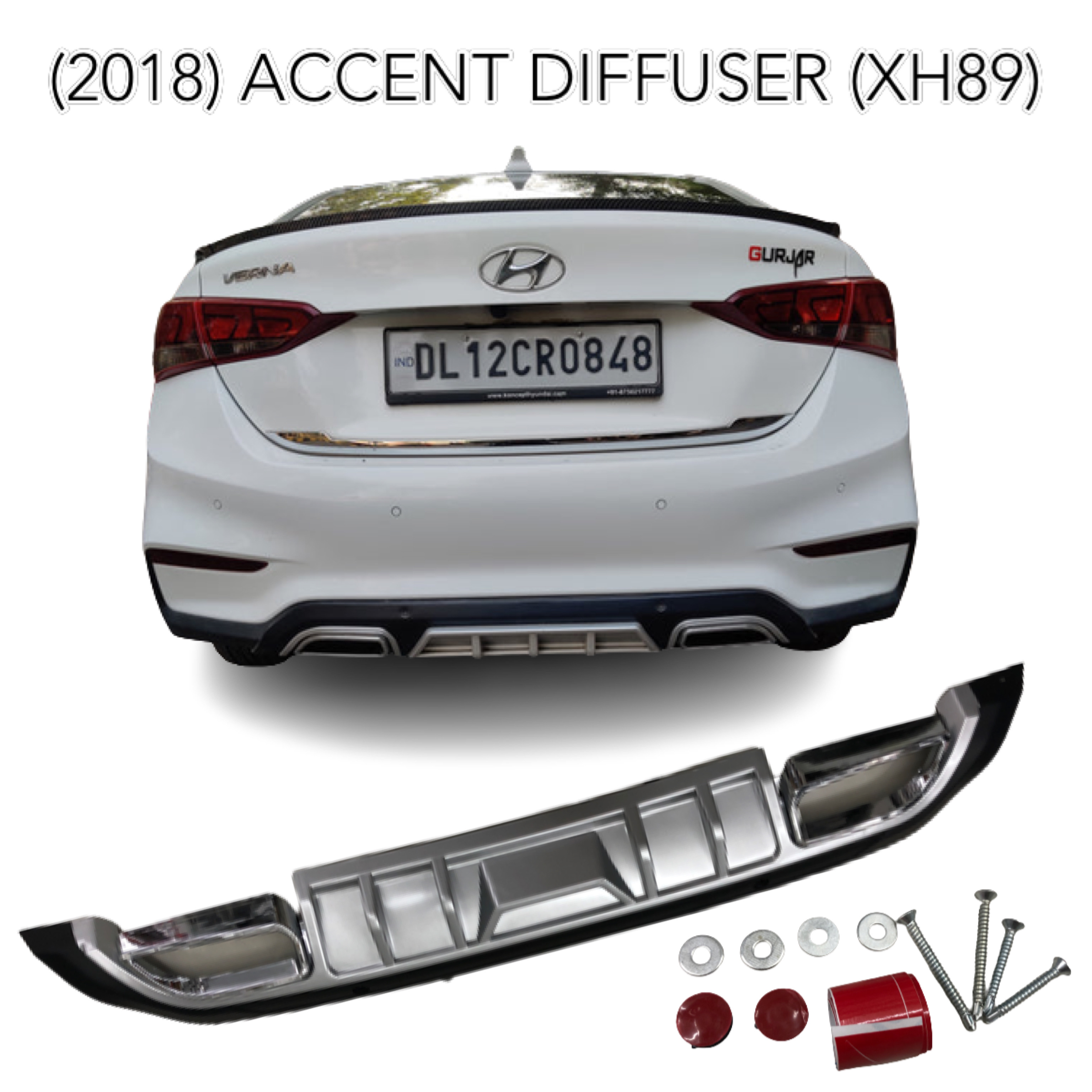 GECA (2018 2019 2020 2021 2022 2023) Hyundai Accent Car Rear Bumper ...
