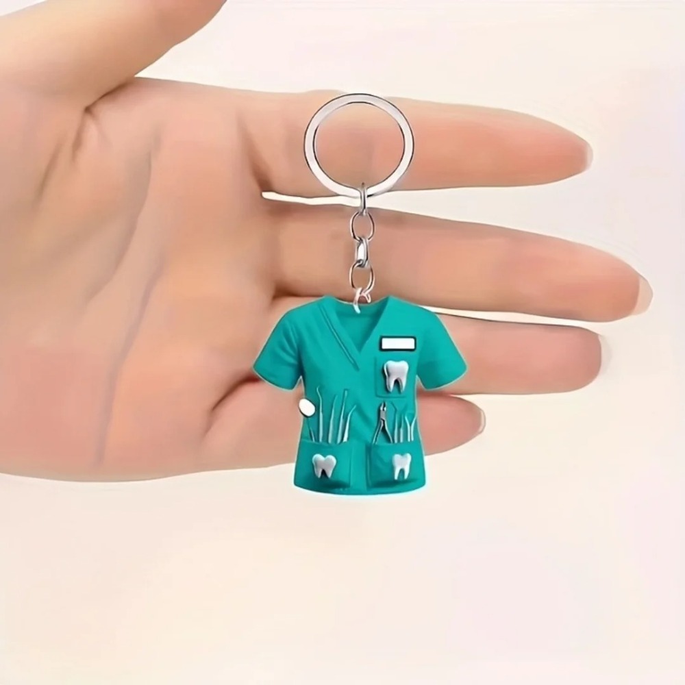 【On Sale】 Personality Doctor Themed Dentist Costume Keychain 2D Plane Dentist Pendant with Key Ring Doctor Hanging Decoration Gifts.