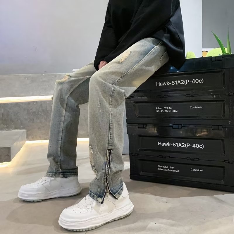 利Quần jeans Dài Xẻ Tà Thời Trang Dành Cho Nam