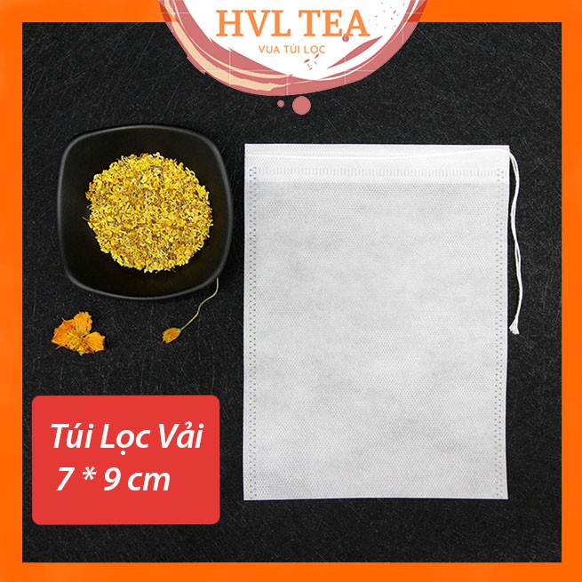 100 Túi Lọc Trà ( 7x9 CM ), Thảo Dược, Cà Phê Có Dây Rút Chất Liệu Vải Không Dệt - HVL TEA