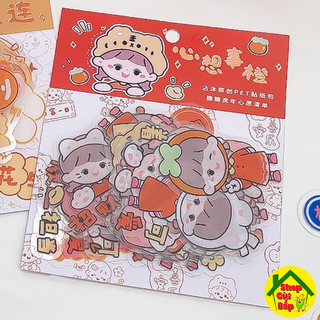 Túi 40 Miếng Sticker Dán Hoạt HÌnh Chống Nước