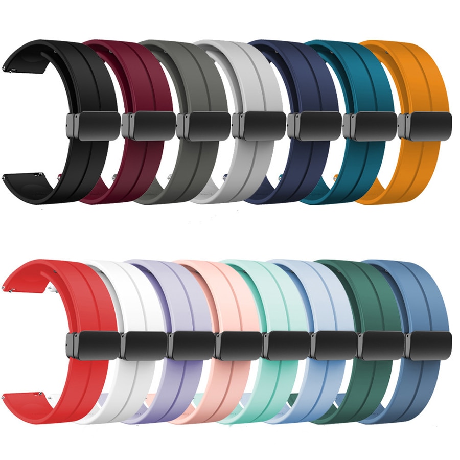20MM / 22MM Silicone Folding Buckle Strap for Xiaomi Redmi Watch 5 Active / Redmi Watch 5 Lite / Redmi Watch 3 Active Watch Strap Band Replacement Bracelet Accessories for Samsung Galaxy 7 FE 6 5 4 Active 2 / Huawei Watch GT 5 4 3 2 / Realme Watch 3 2 Pro