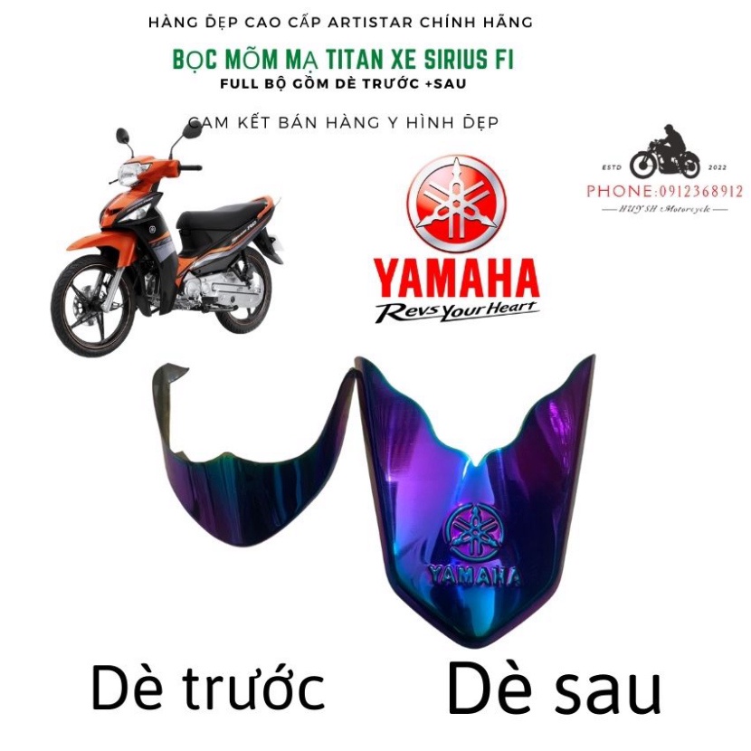 Bọc Mõm Dè Xe Sirius FI, Bịt Mỏ Bịt Đuôi Dè Sirius FI ( xanh titan)