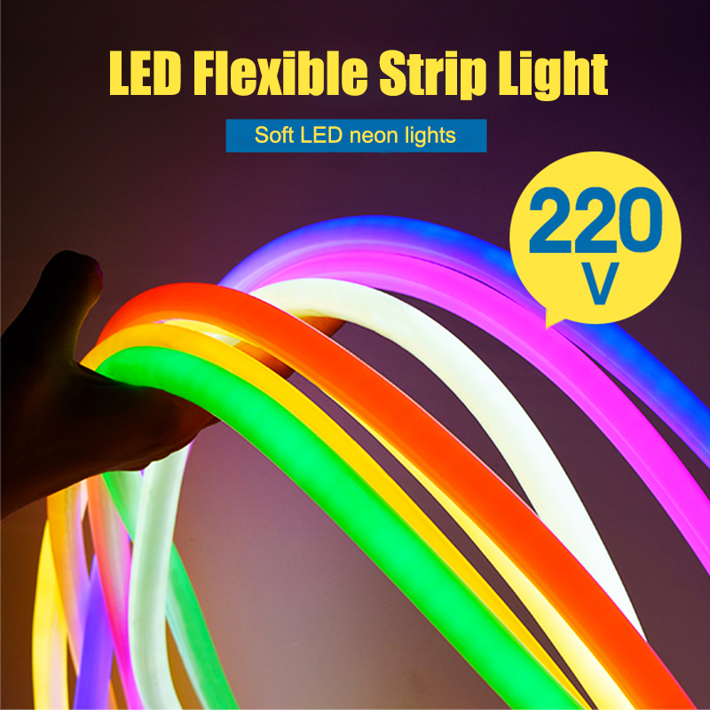 3-Line 220V LED Strip Lights – 2835 SMD, Waterproof IP67 – Cool/Warm White, Blue, Pink – 60LEDs/m