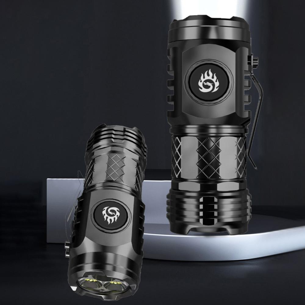 High Power LED Flashlight Torch 20W Compact Powerful Emergency Flashlights Waterproof 18350 Battery for Hiking Exploring