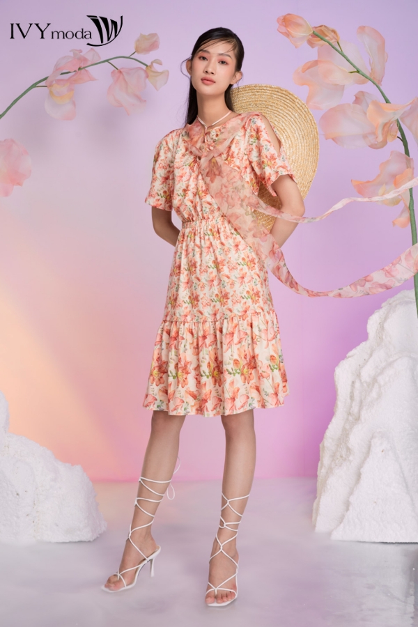 [20H 5.6 - MUA 2 GIẢM THÊM 5% | VOUCHER 14% ĐƠN 500K] Đầm lụa phối dây - Calantha Dress IVY moda MS 48M7475