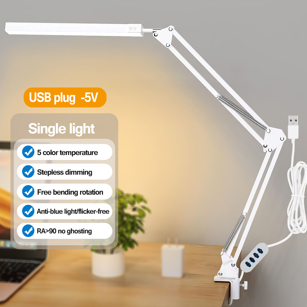 LED Desk Lamp Swing Arm Desk Light with Clamp 3 Lighting 10 Brightness Table Lamp Eye-Caring Reading Desk Lamps for Home Office.