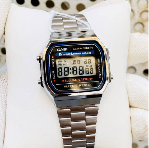 Đồng hồ nam nữ điện tử giá rẻ CSO A168 dây thép không gỉ chống nước tốt
