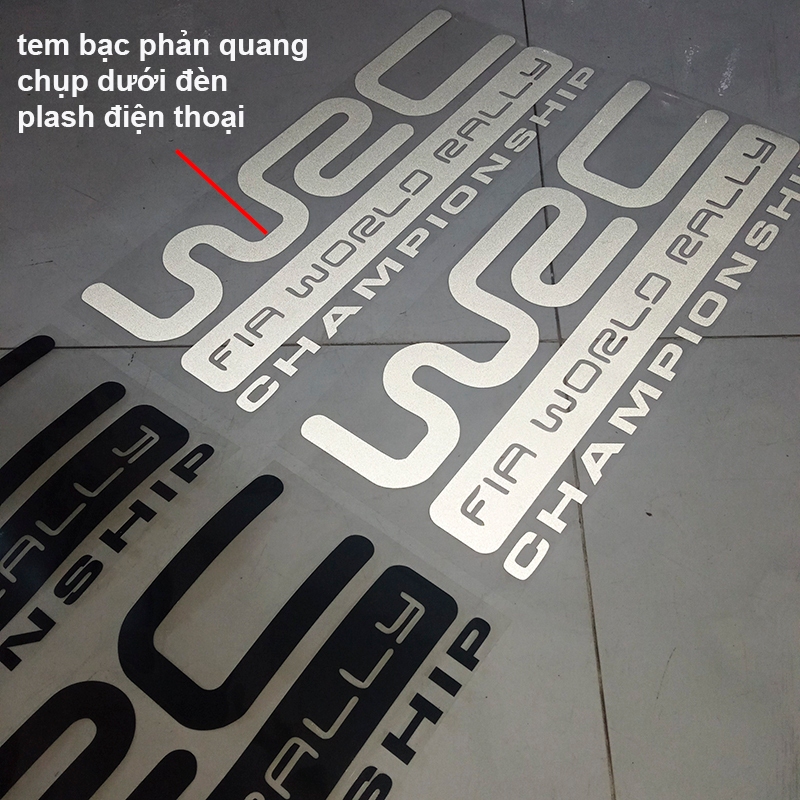 Bộ 2 Tem dán cửa xe ô tô WRC Phản Quang