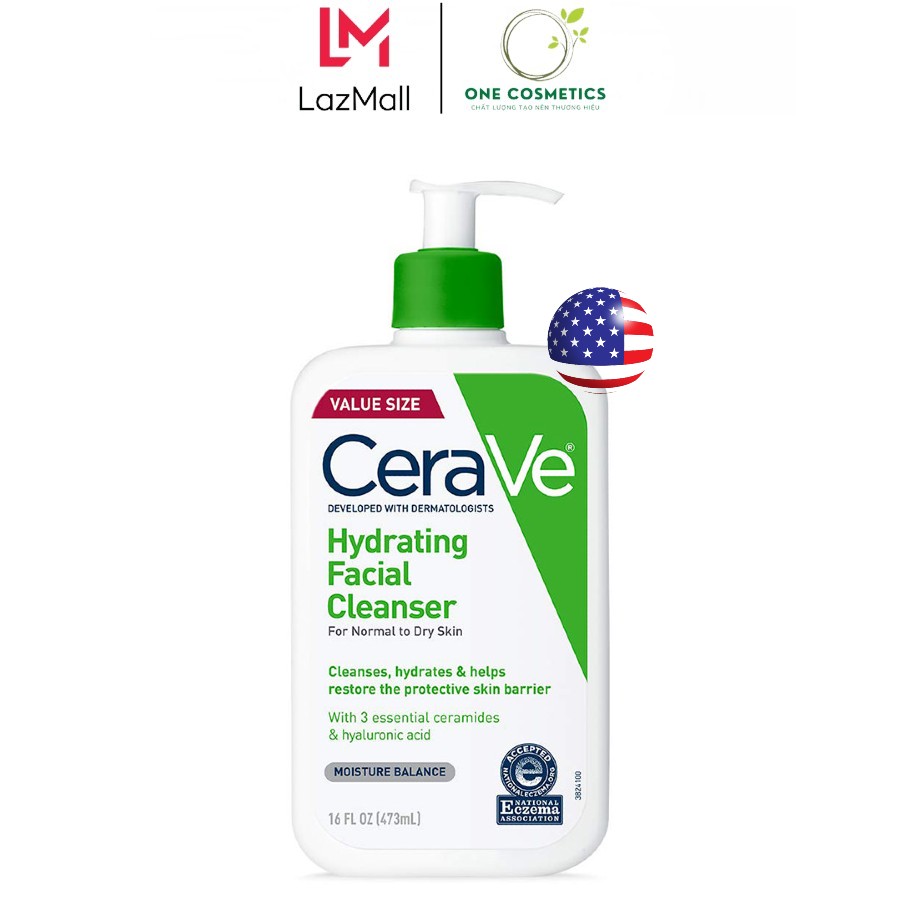 Sữa rửa mặt CeraVe dành cho da thường và da khô CeraVe Foaming Facial Cleanser 355ml thumbnail