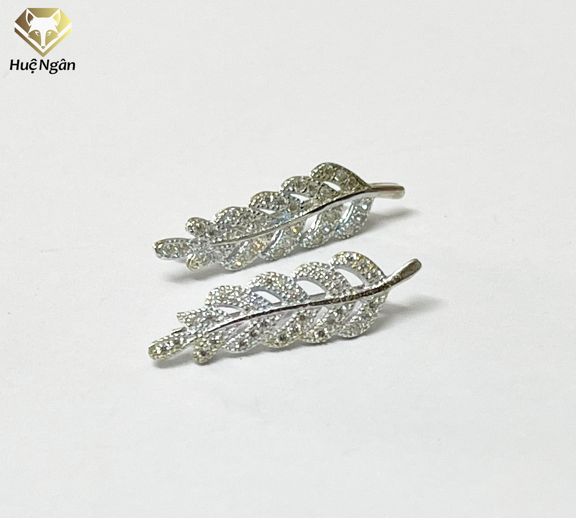 Bông tai bạc 925 huệ ngân - lá ô liu e16026