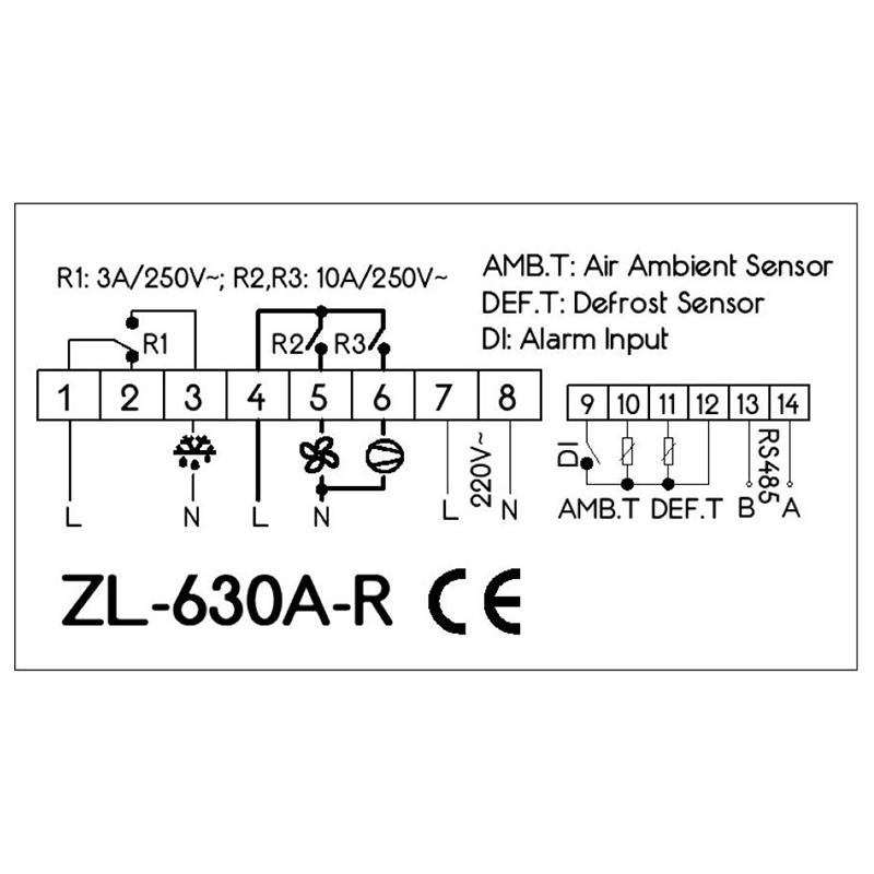 ZL-630A-R, RS485 Temperature Controller, Digital Cold Storage Temperature Controller, Thermostat, with Modbus
