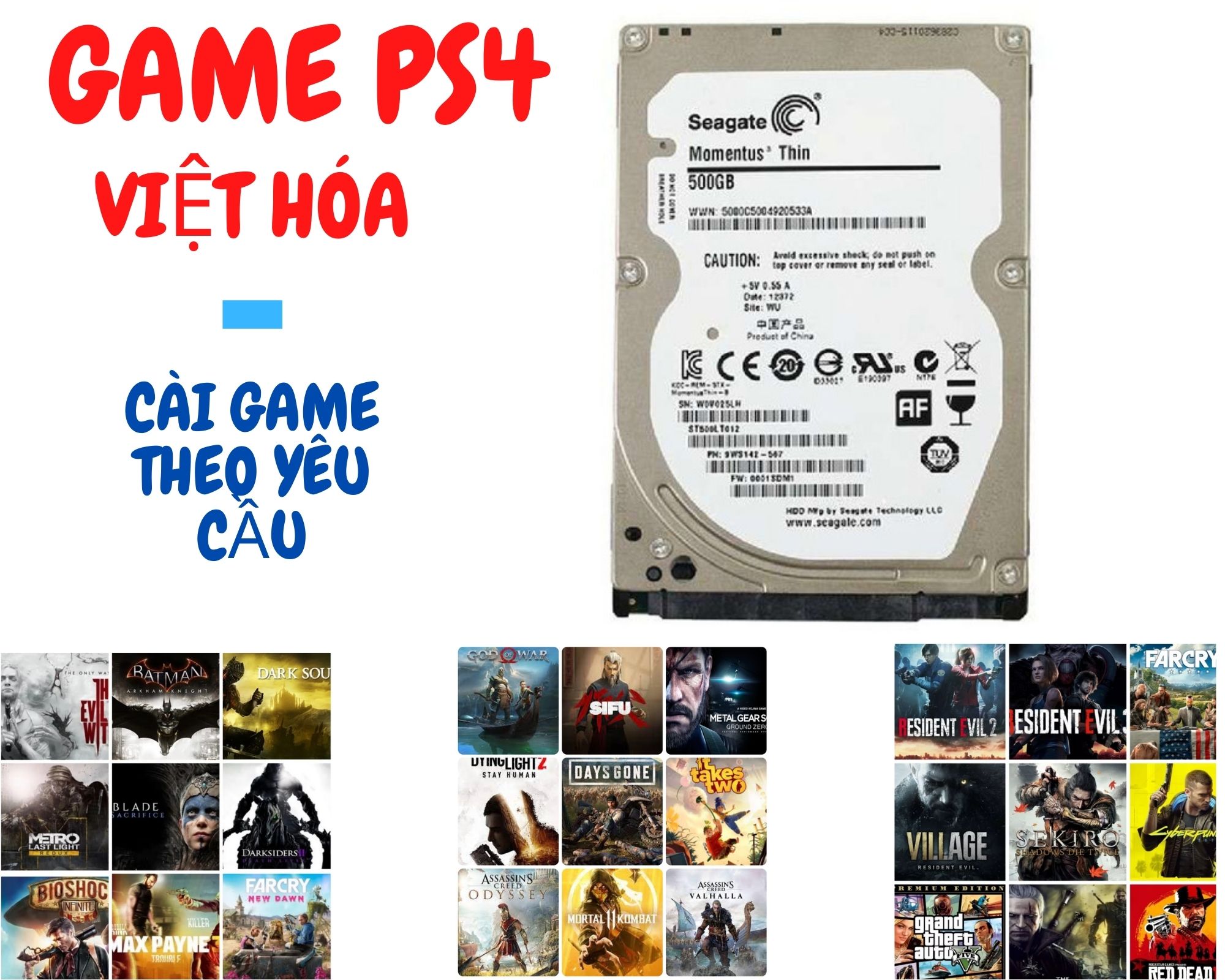 Ổ cứng hdd 320gb chứa full game ps4 việt hóa, hỗ trợ cài game theo yêu cầu