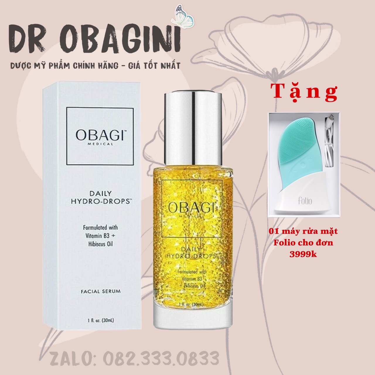 Chính hãng - tinh chất cấp nước b3 drops daily obagi