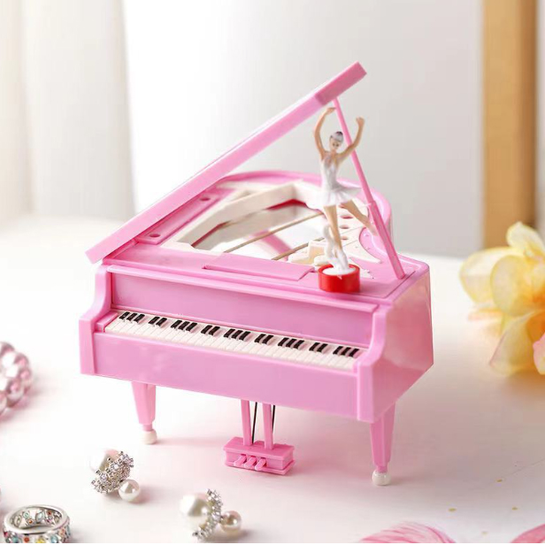 Hộp âm nhạc piano có vũ công múa ba lê xoay quanh vòng, hộp nhạc lên dây cót trưng bày quà tặng