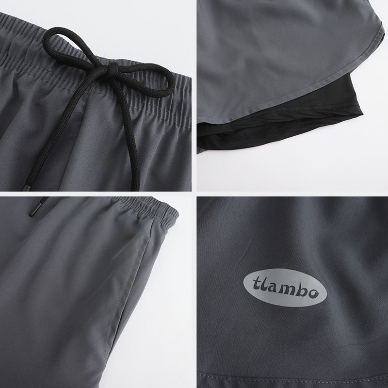 【HUIESON】Athletic shorts, men's running three-point pants, quick-drying lined training gym pants