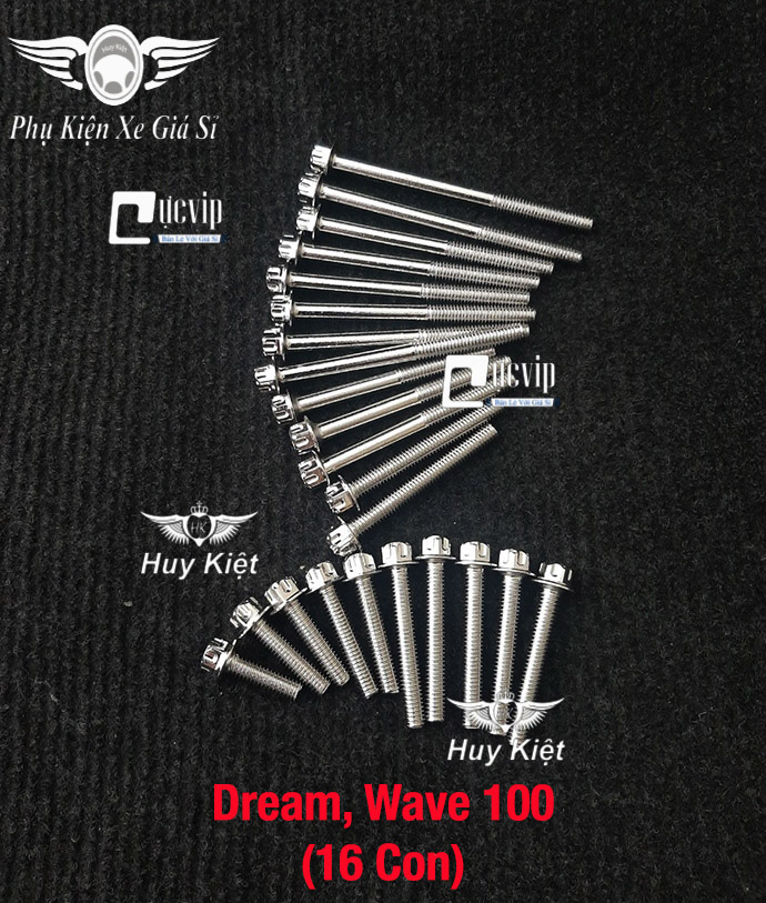 Bộ ốc lốc máy salaya inox 304 cho dream, wave 100 ms4890