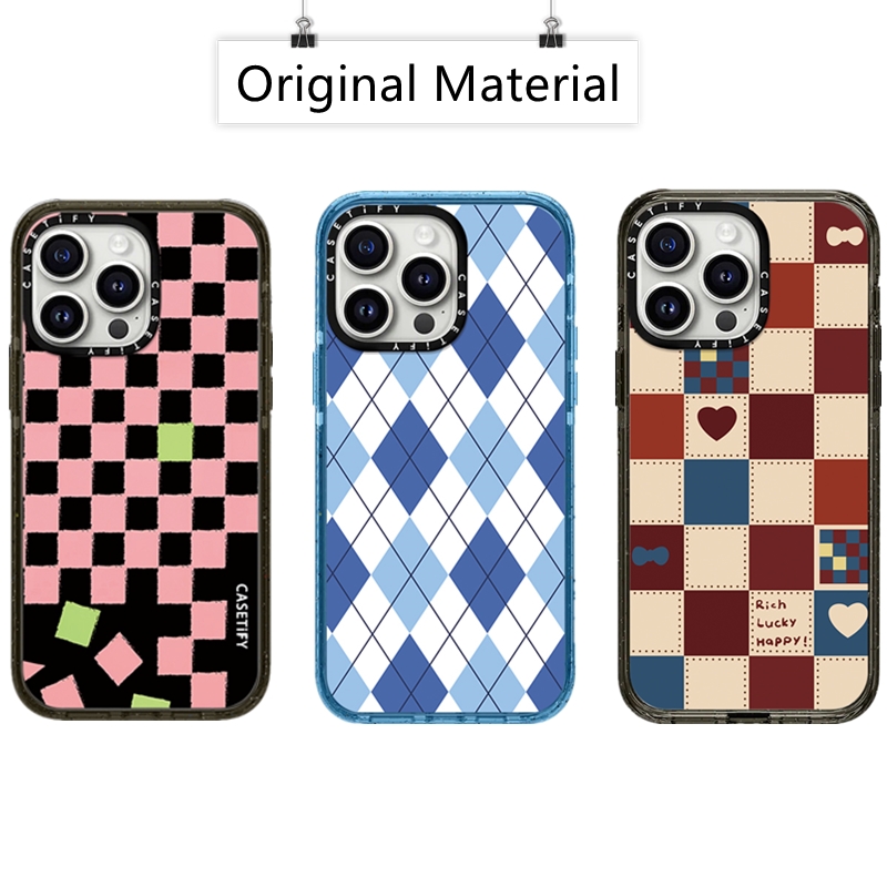 CASETiFY Checkered Pattern Hard Case For iPhone 15 14 Plus 11 12 13 Pro 15Pro Max impact Clear Acrylic Cover