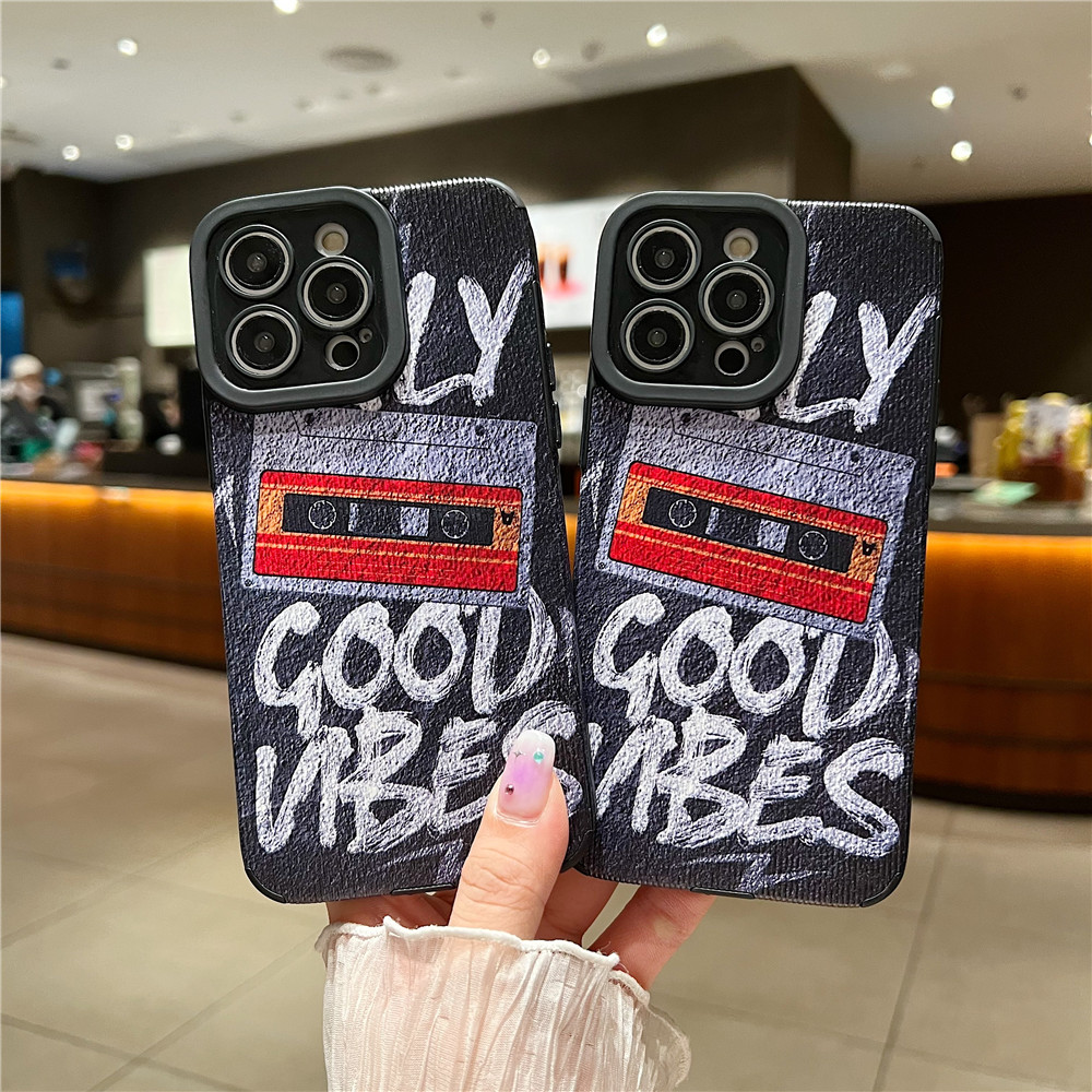 Leather soft case for iphone 11 12 13 14 15 pro max casing 7 8 plus xr xs max back cover 14 15 plus shell english graffiti shockproof phone case