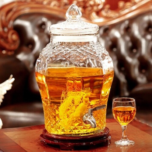 Bình Ngâm Rượu Sâm Thuỷ Tinh 8833 15Lít Có Van ( bình kim cương 15 lít)