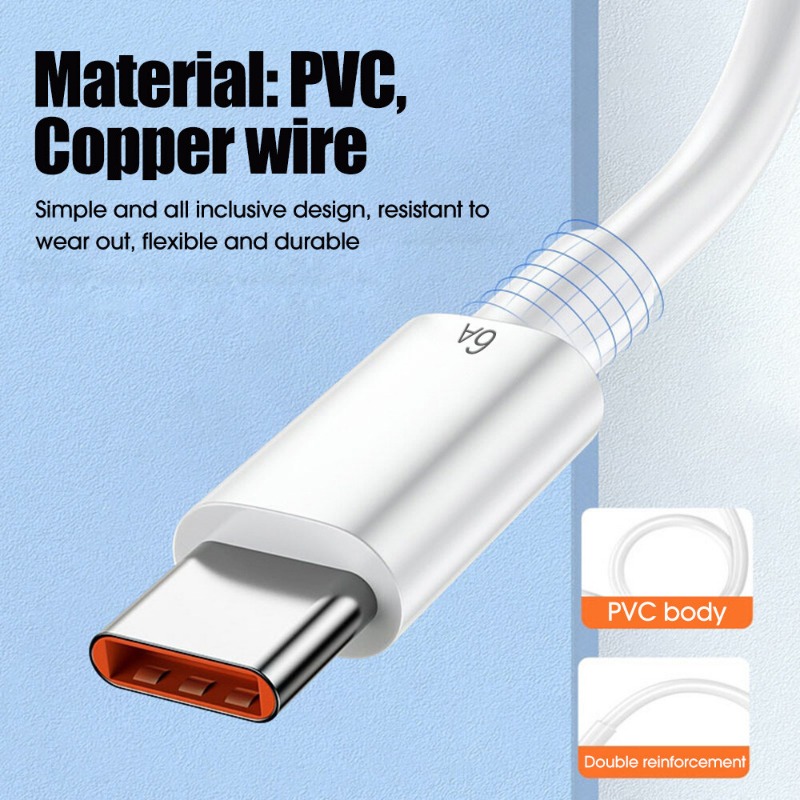 66W 6A siêu nhanh Cáp sạc nhanh loại USB C dây truyền dữ liệu Sạc Cáp Sạc Nhanh Cáp sạc