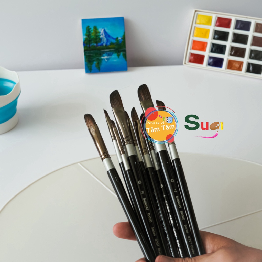 Cọ Vẽ Lông thú ( Lông Sóc )  Sunway Đầu Vát B207 Blade Brush - Tâm tâm - Sugi Art Shop