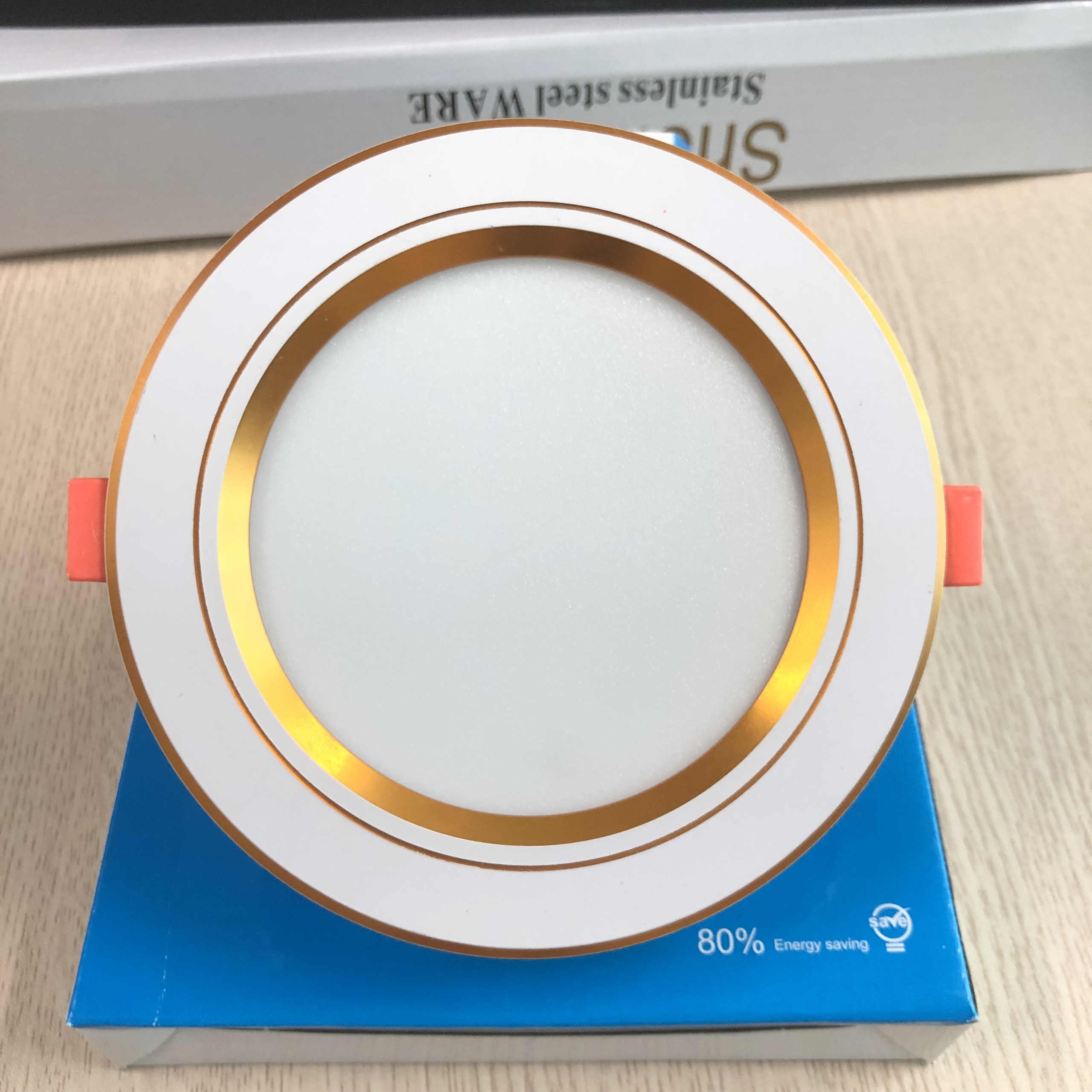 Combo 10 Đèn Led Âm Trần 9W viền vàng, đế đúc