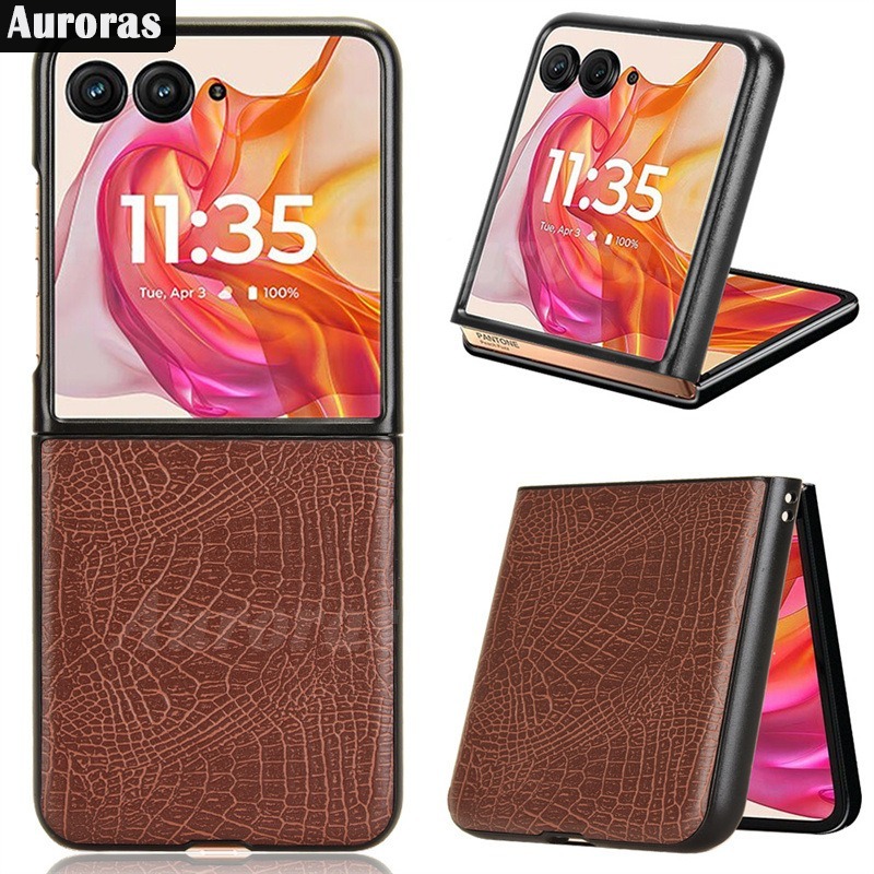 For Moto Razr 50 Ultra Phone case Crocodile Pattern Soft Leather Anti-knock Cover For Motorola Moto Razr 50 Cover casing HP.