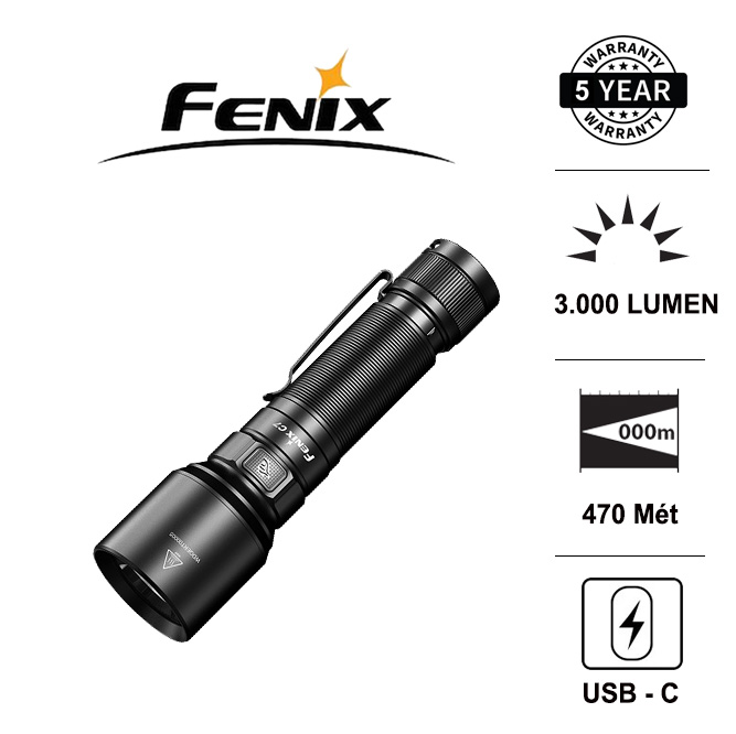 Đèn pin FENIX C7 độ sáng 3000 lumen chiếu xa 470m LED Luminus SST70 sạc USB