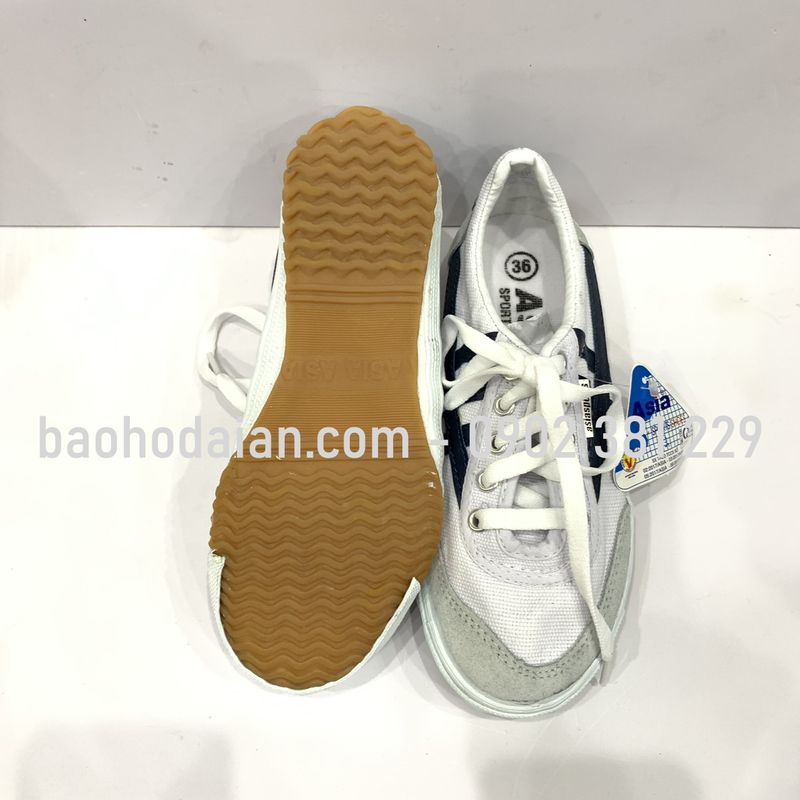 Giày bata vải Asia cột dây trắng sọc đen