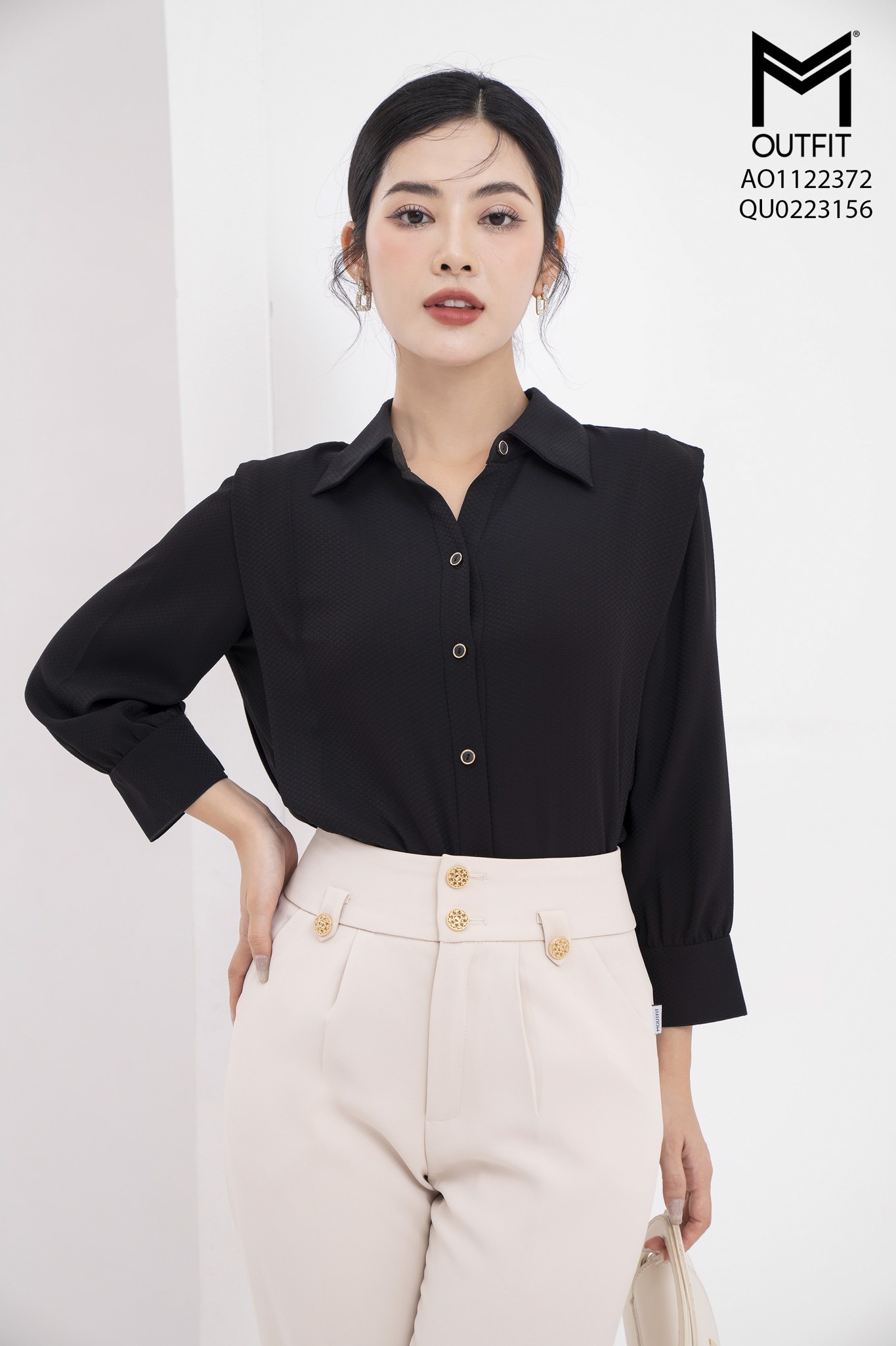 Áo sơ mi dài tay, cổ đức -Mmoutfit