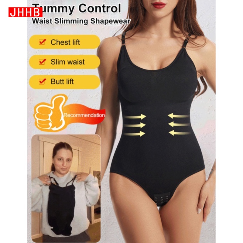 JHHB Tummy Control Waist Slimming One-piece Shapewear Sculpting Bodysuit  for Women Full Body Shaper Push Up Panties with Hooks