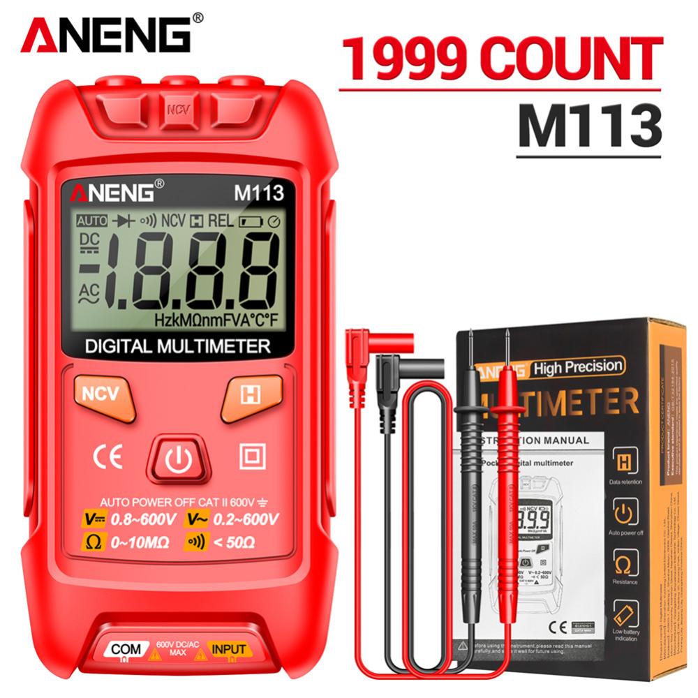 [Moscow Six]💎ANENG M113 Máy đo vạn năng kĩ thuật số Mini Tester Điện áp Ohm Máy Kiểm thử đa chức năng LCD điện áp kháng Meter lưu dữ liệu cho dòng on/off phát hiện