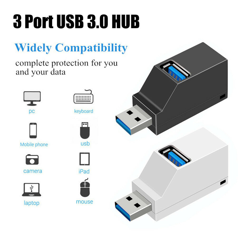 High Speed USB 3.0 Splitter Hub 480 Mbps Data Transfer Mini 3 Ports Adapter for PC Laptop
