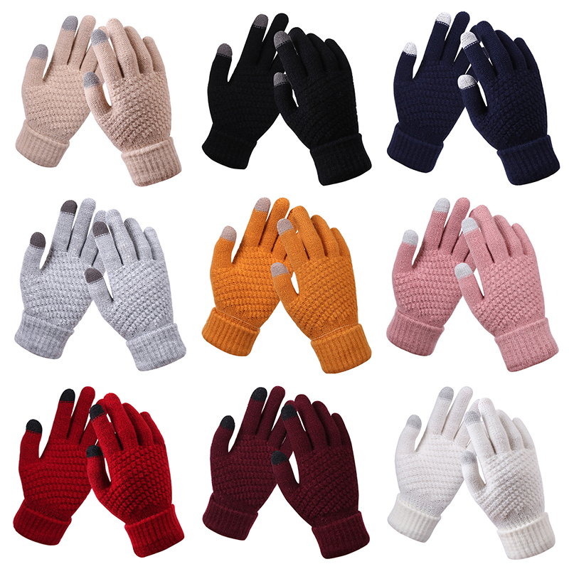 Winter Touchscreen Gloves Women Men Warm Stretch Knit Mittens