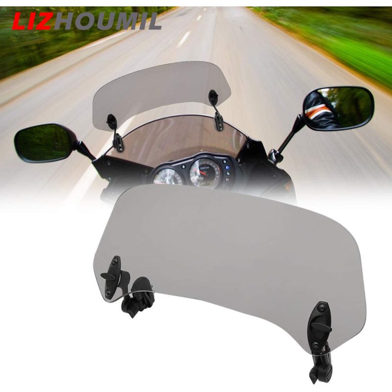 LIZHOUMIL 1 Set Motorcycle Windshield Extension Adjustable Spoiler Universal Clamp-on Windscreen Deflector Parts