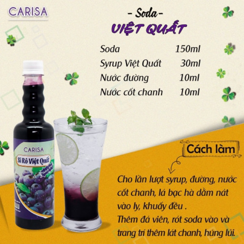 Siro Carisa Làm Trà Trái Cây Chai 500ml