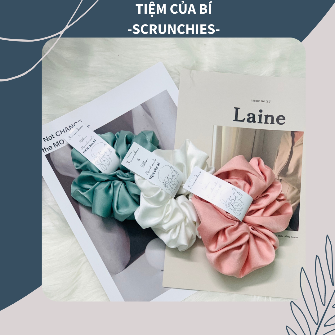 [Hàng thiết kế] Scrunchies cột tóc handmade size to vải lụa cao cấp