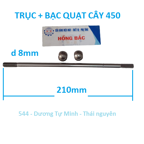 10 bộ trục và bạc quạt cây trục dài 21 cm