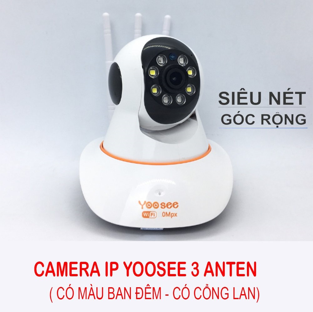 Camera ip wifi 3 anten yoosee đỏ logo 3.0 , có cổng lan