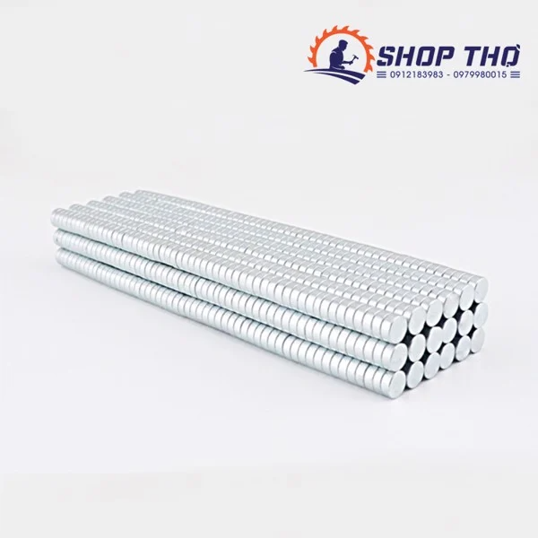 Nam châm đất hiếm hạt tròn 8x1.5mm mạ kẽm (30 viên)