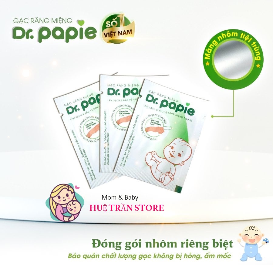 Gạc rơ lưỡi Dr Papie vệ sinh răng miệng cho bé (hộp 30 gói)
