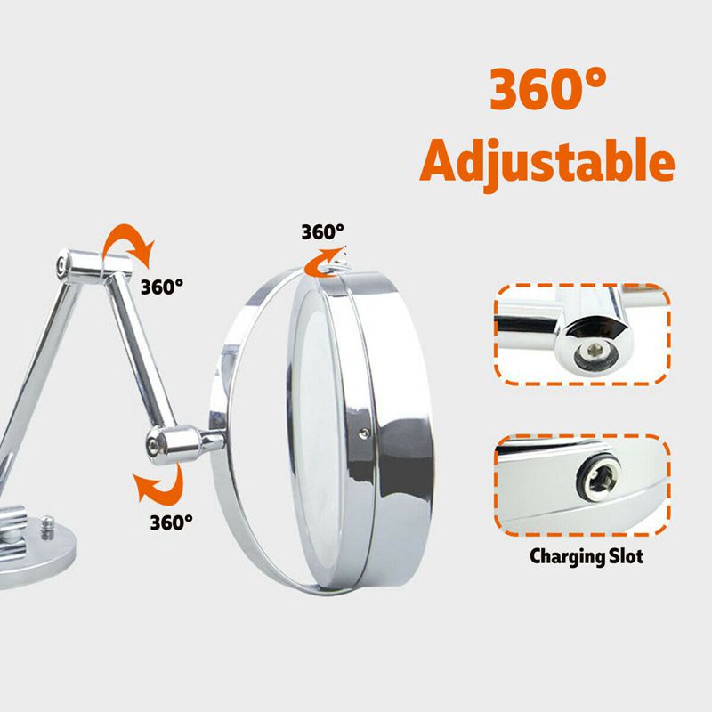 Led 10X Magnifying Makeup Shaving Vanity Mirror Bathroom Wall Mount 360°