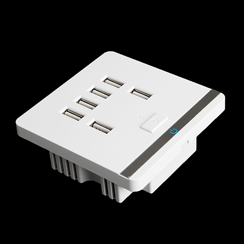 3.4A 6 cổng gắn tường USB ổ cắm sạc Ổ cắm điện ổ cắm bảng điều khiển dạng Tấm chuyển đổi