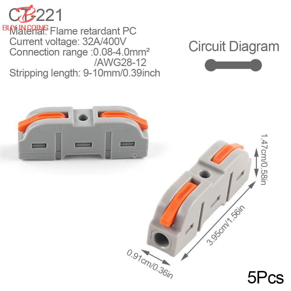 BC 5PCS Universal Compact Wire Connector Splitter Quick Electrical Cable Splice Terminal Block Small Wiring Connectors