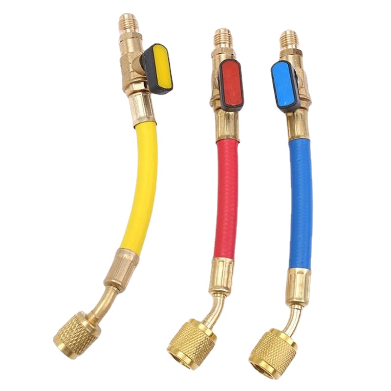 【Big-Sales】 3pcs R134a R410 R22 800-4000 Psi Manifold Gauge Set A/c Refrigeration Charging Hose Hvac Refrigerant Hoses Set With Valve