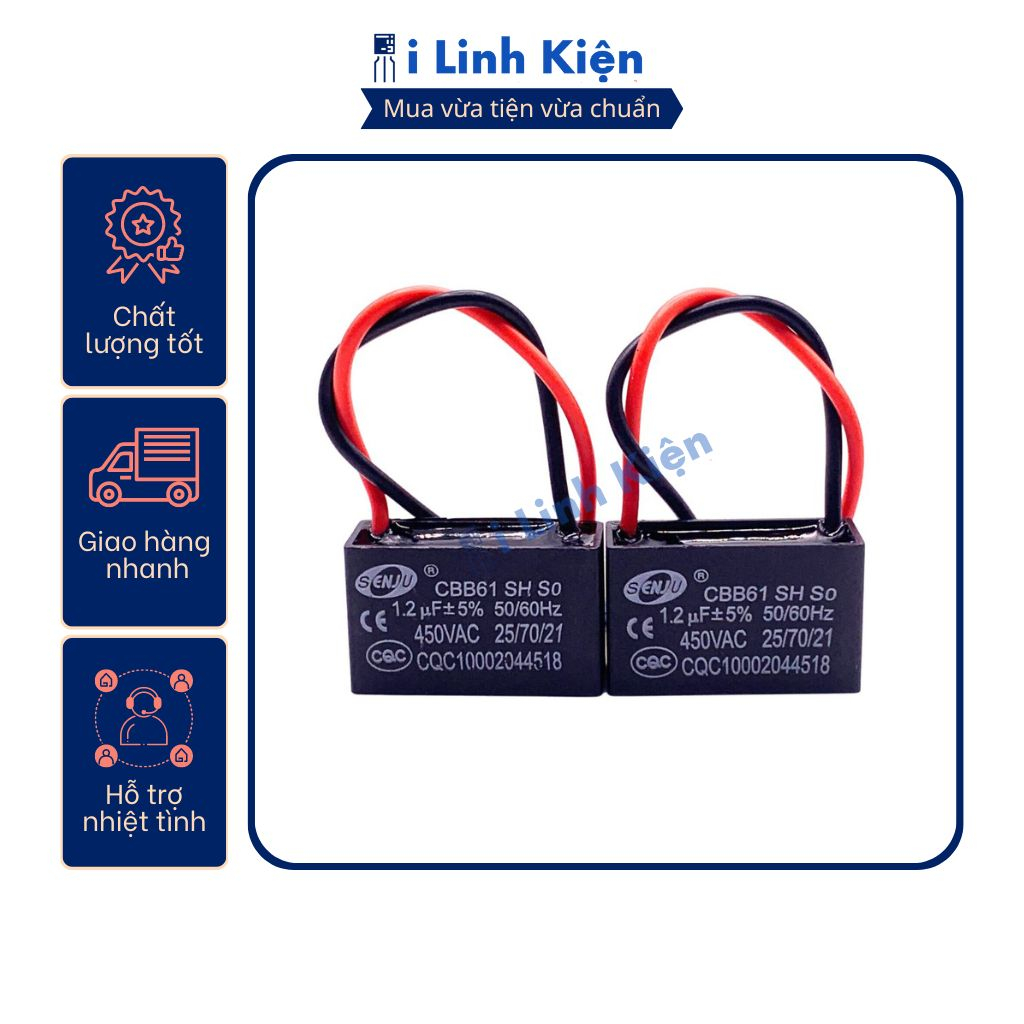 Tụ quạt 1.2uF dây CBB61 loại tốt